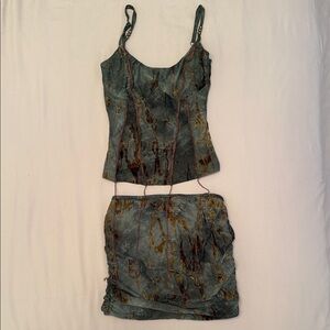 Fashion Nova Artistic Green Skirt Set